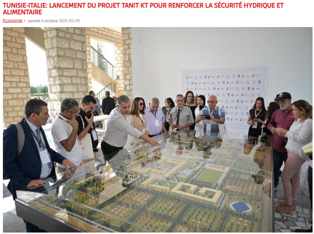 Tunisie-Italie: Lancement du projet TANIT KT pour renforcer la sécurité hydrique et alimentaire